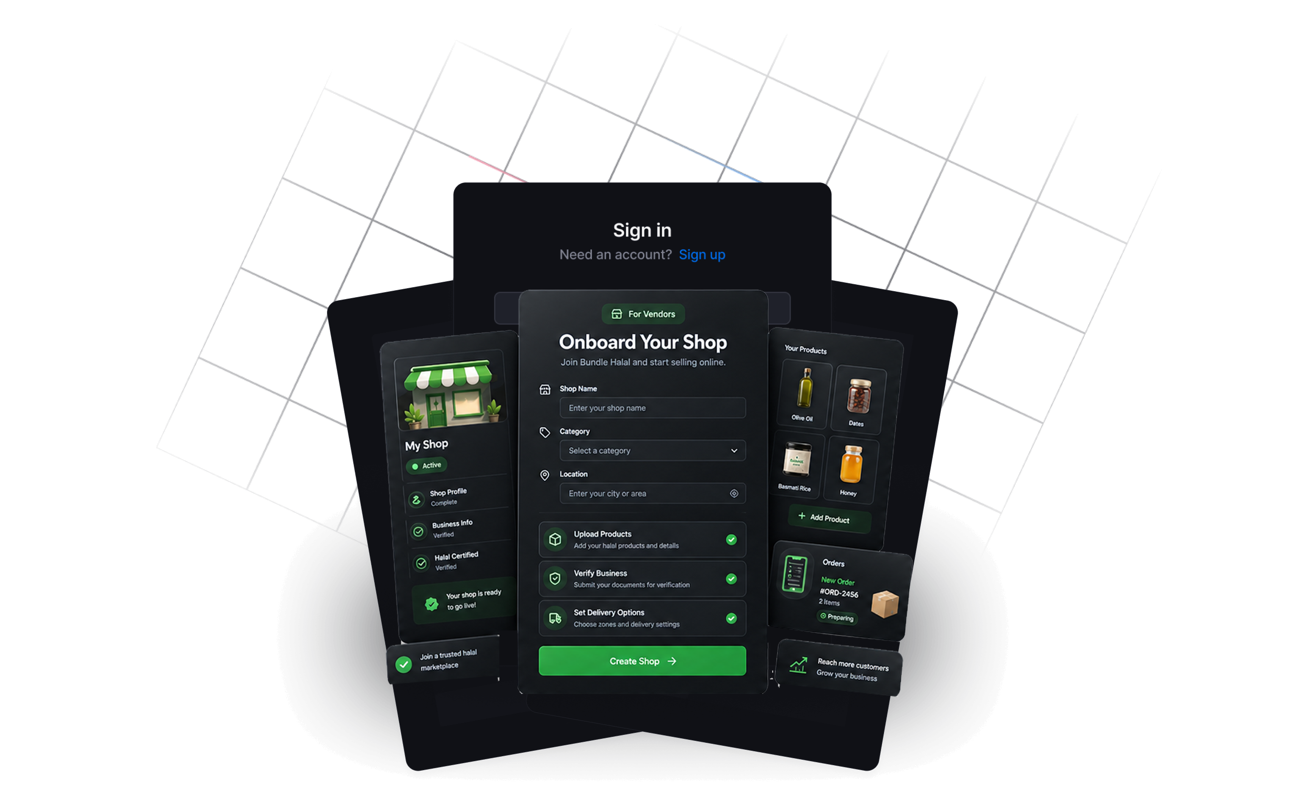 A preview of the Bundle Halal shop dashboard.