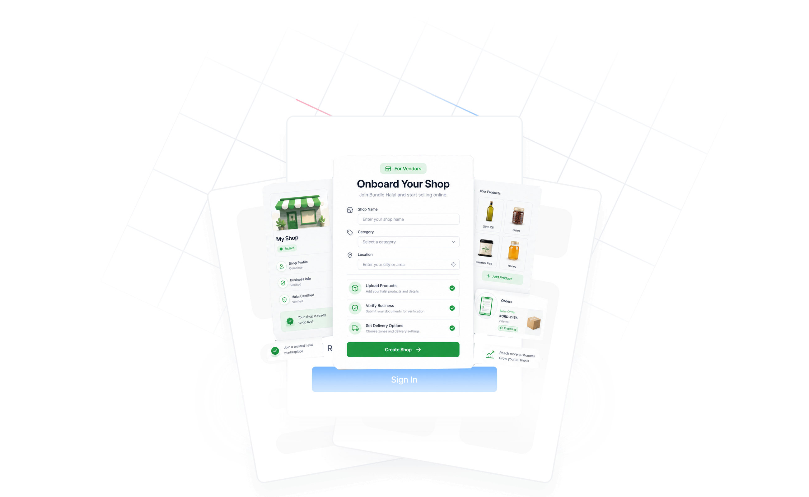 A preview of the Bundle Halal shop dashboard.